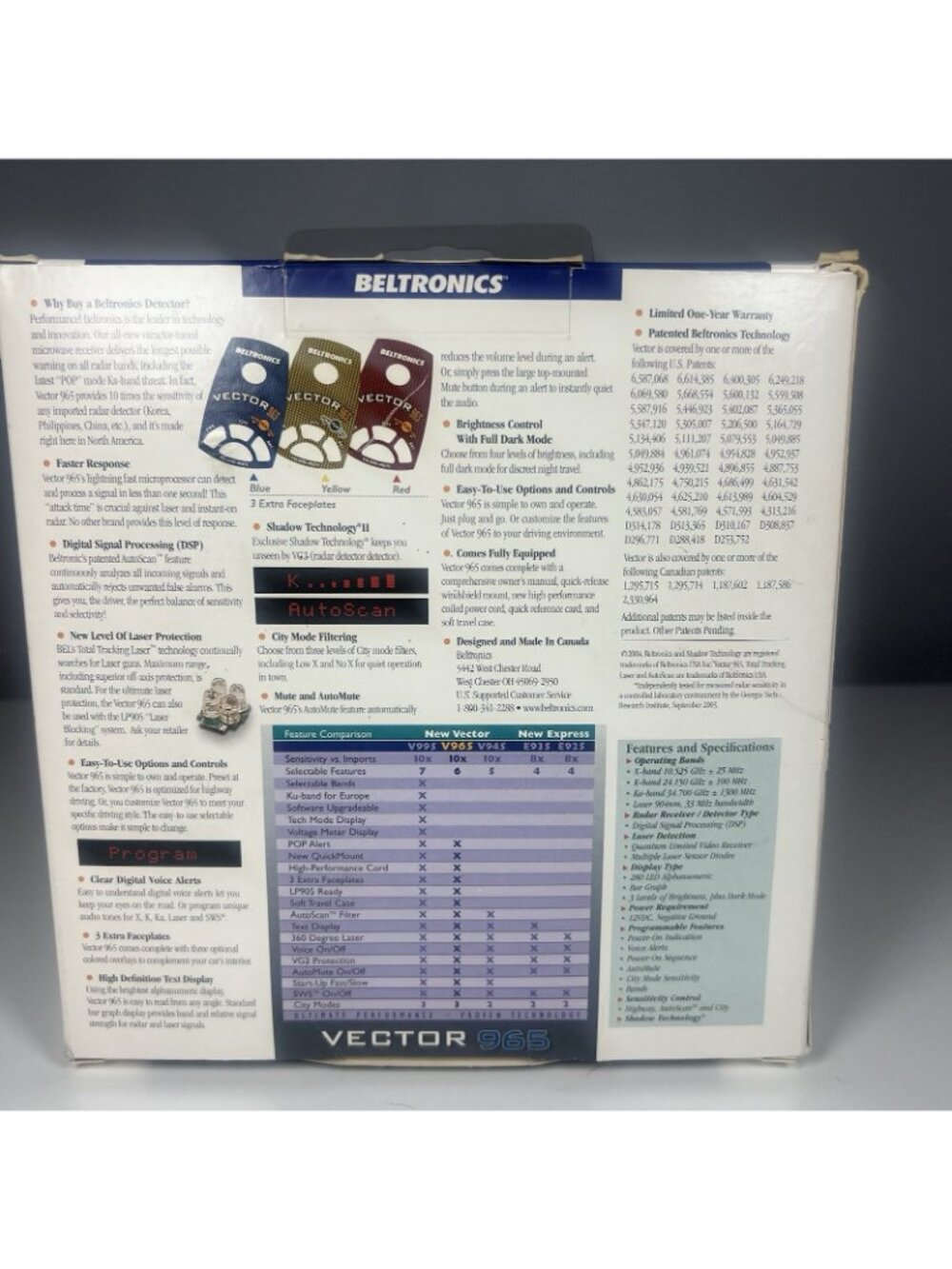 Beltronics Vector 965 V965 Radar Laser Detector New Open Box New Old Stock NOS - Picture 5 of 9